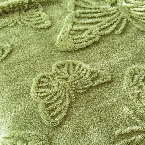 3D Imitation Butterfly Fleece Soft Blanket, Green color.