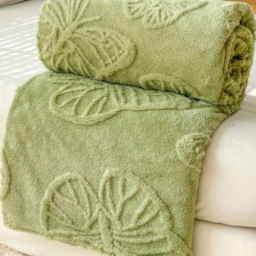 3D Imitation Butterfly Fleece Soft Blanket, Green color.