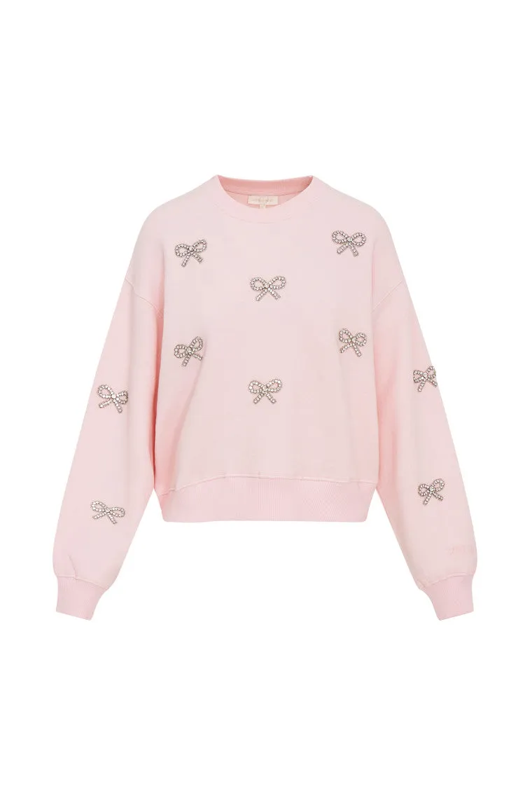 Amiyla Crystal Bow Fleece Pullover