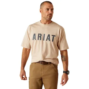 Ariat Men's Rebar Cotton Strong Block T-Shirt - Oatmeal Heather