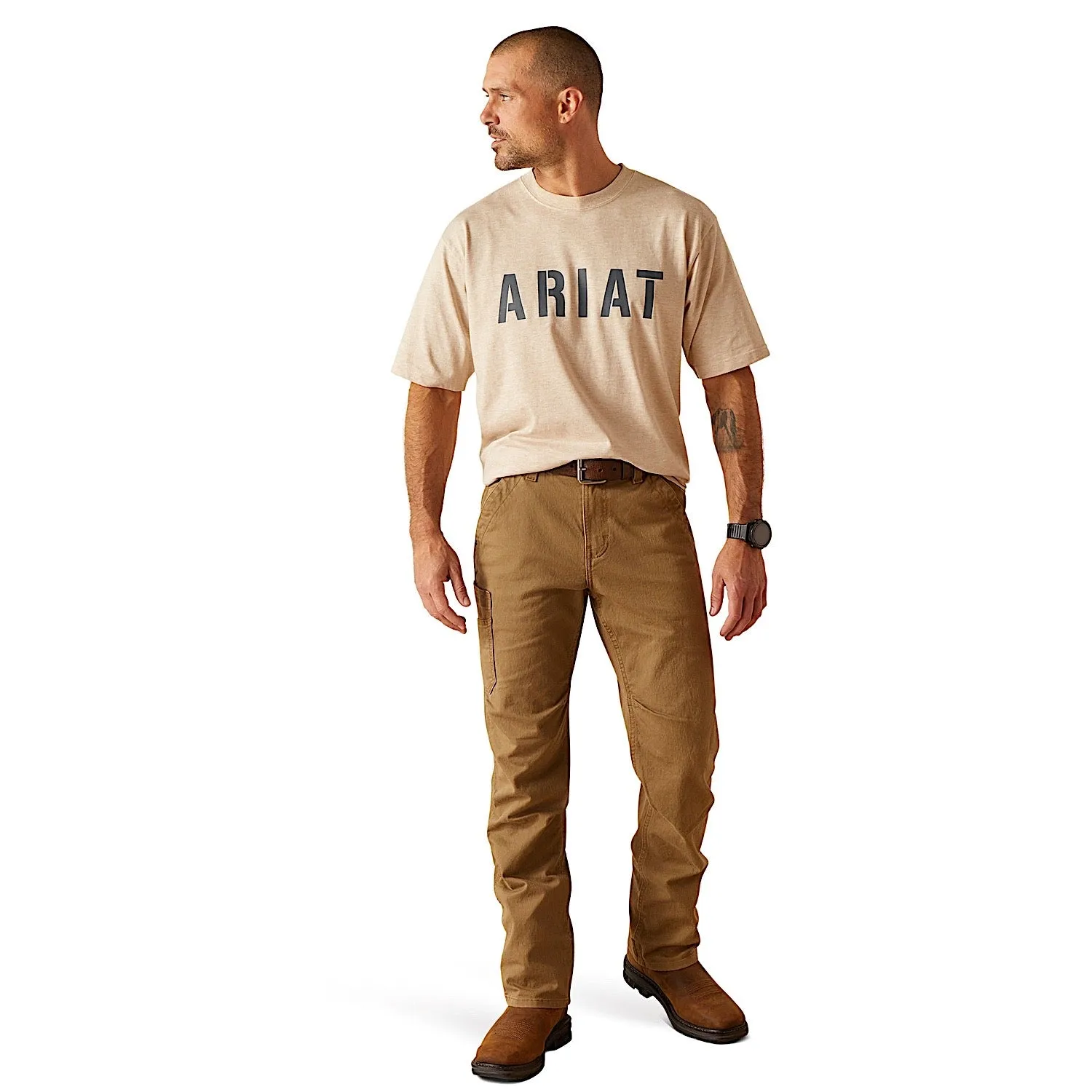 Ariat Men's Rebar Cotton Strong Block T-Shirt - Oatmeal Heather