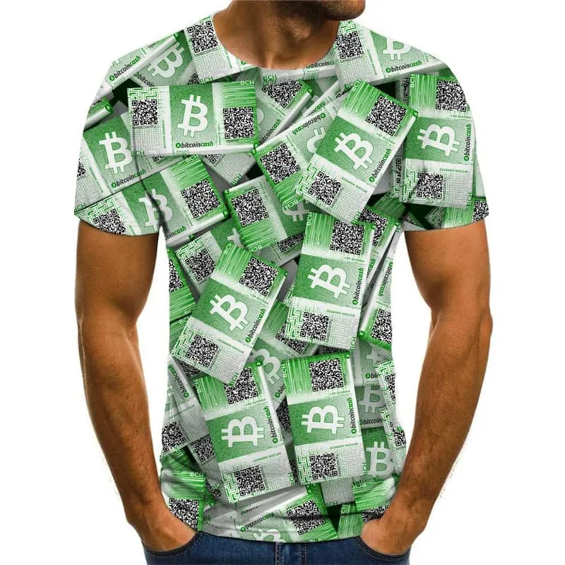 Bitcoin T-shirt Men Novel Funny T shirts Retro T-shirts 3d Harajuku Shirt Print