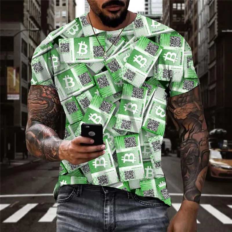 Bitcoin T-shirt Men Novel Funny T shirts Retro T-shirts 3d Harajuku Shirt Print