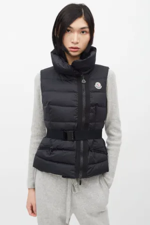 Black Down Labas Belted Vest