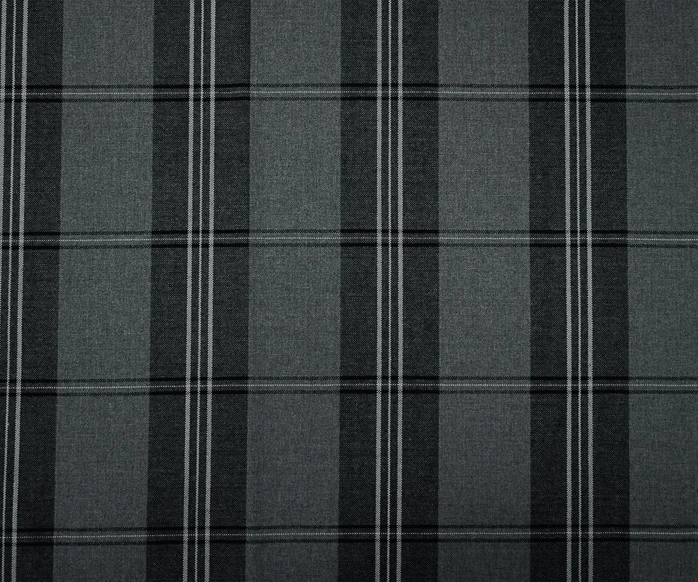 Black-Gray Polyester Wool Blend Plaid Shirting Woven Fabric