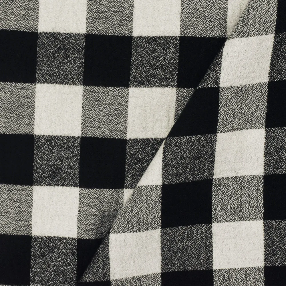 Black-Ivory Famous Maker Check Crepe Momie Gauze Woven Fabric