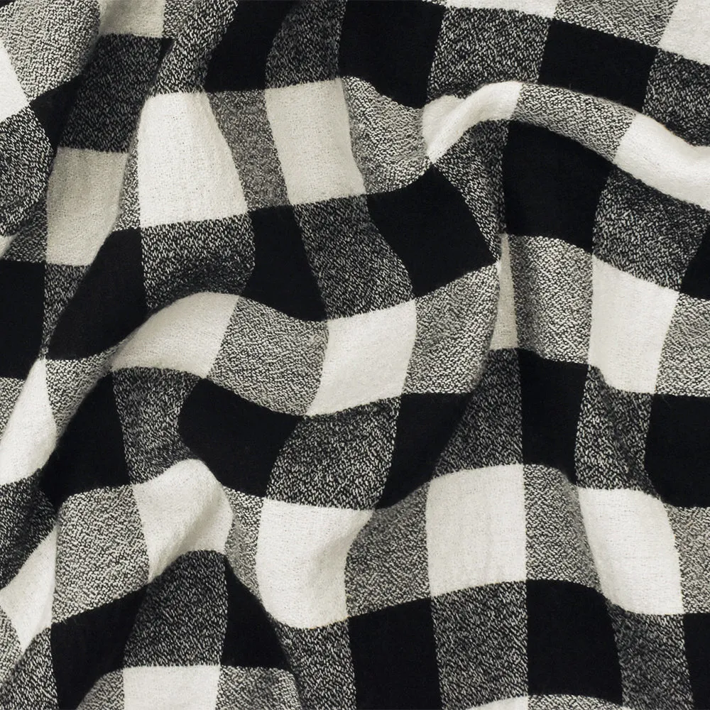 Black-Ivory Famous Maker Check Crepe Momie Gauze Woven Fabric