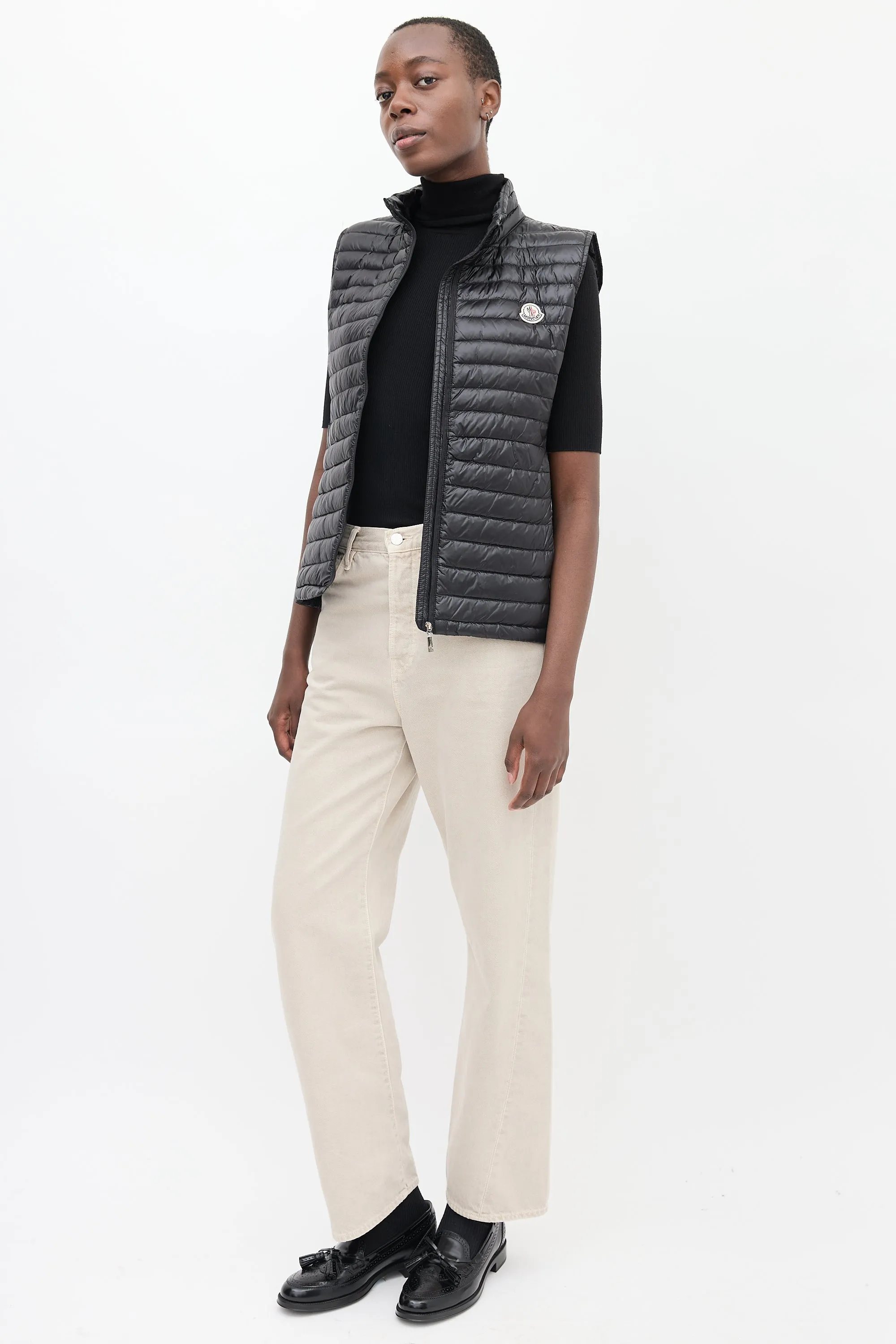 Black Nylon Quilted Down Vest