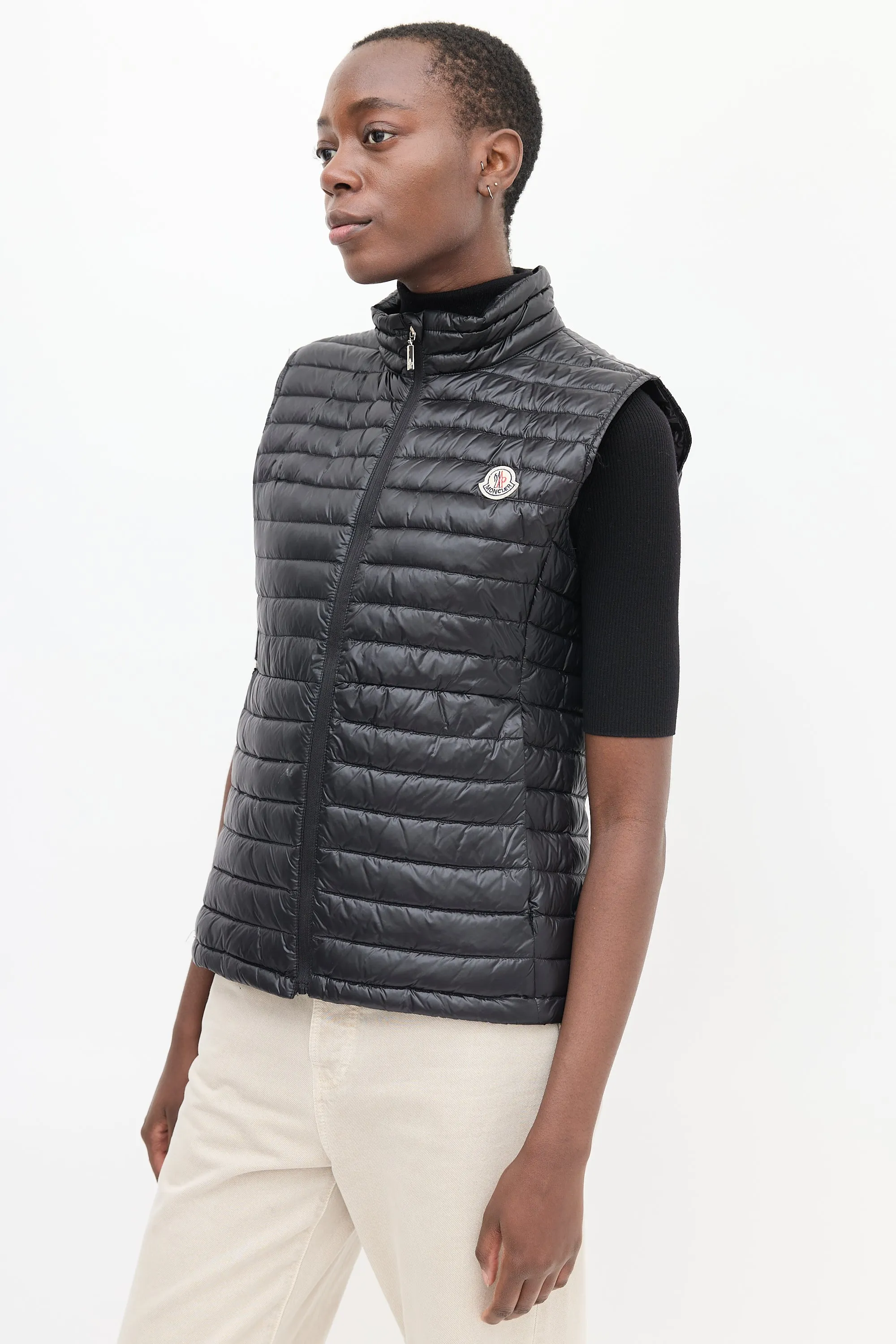 Black Nylon Quilted Down Vest