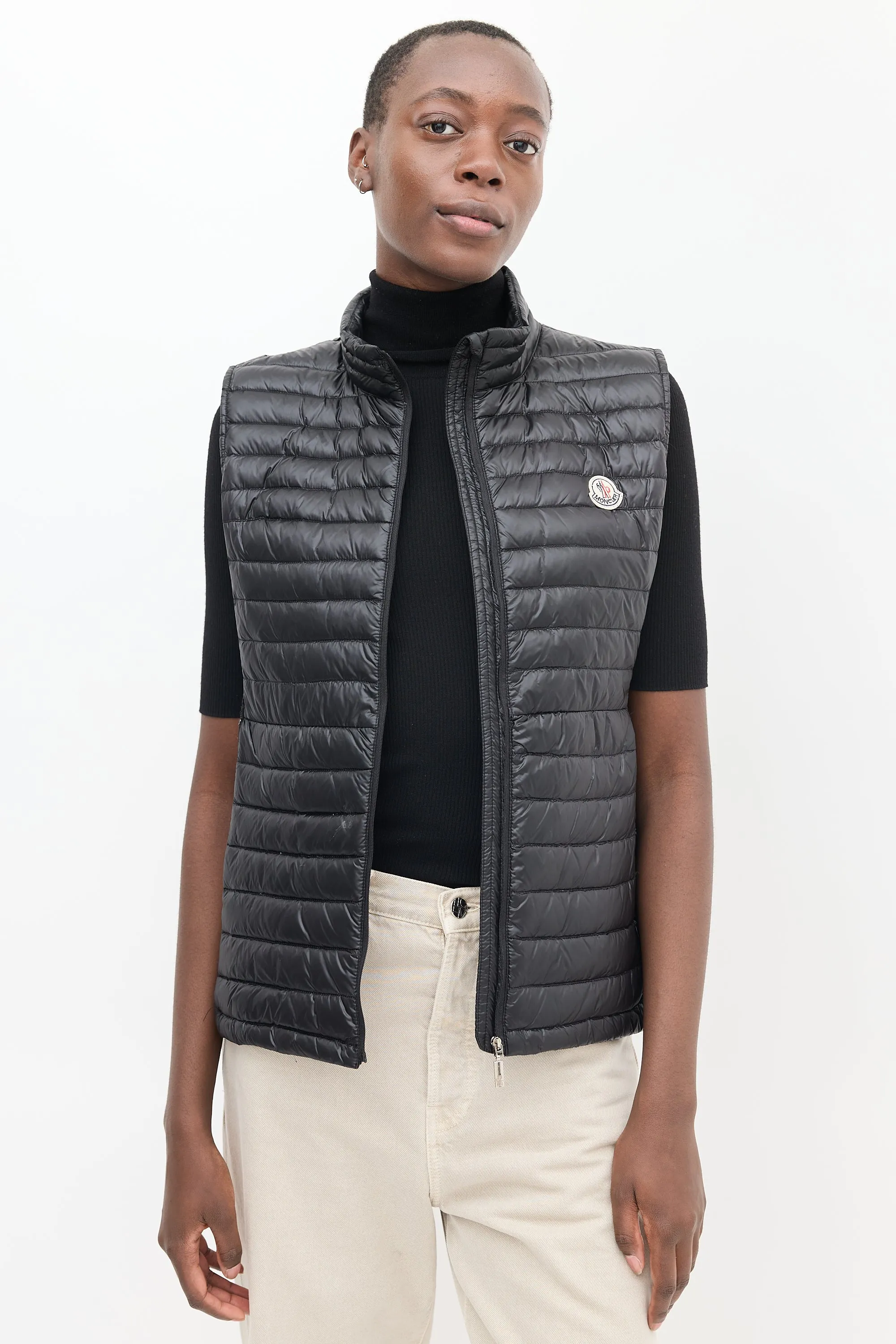 Black Nylon Quilted Down Vest