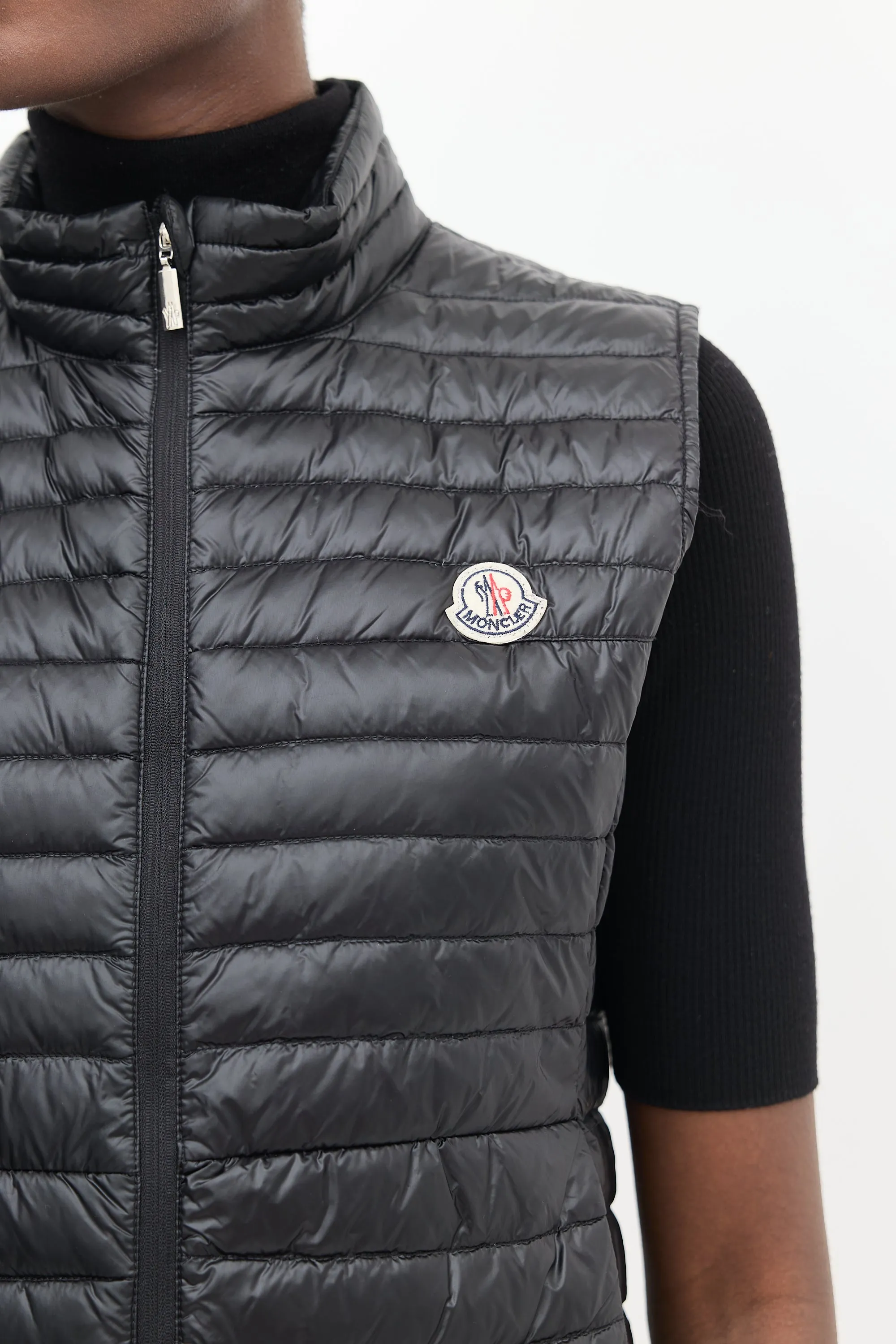 Black Nylon Quilted Down Vest