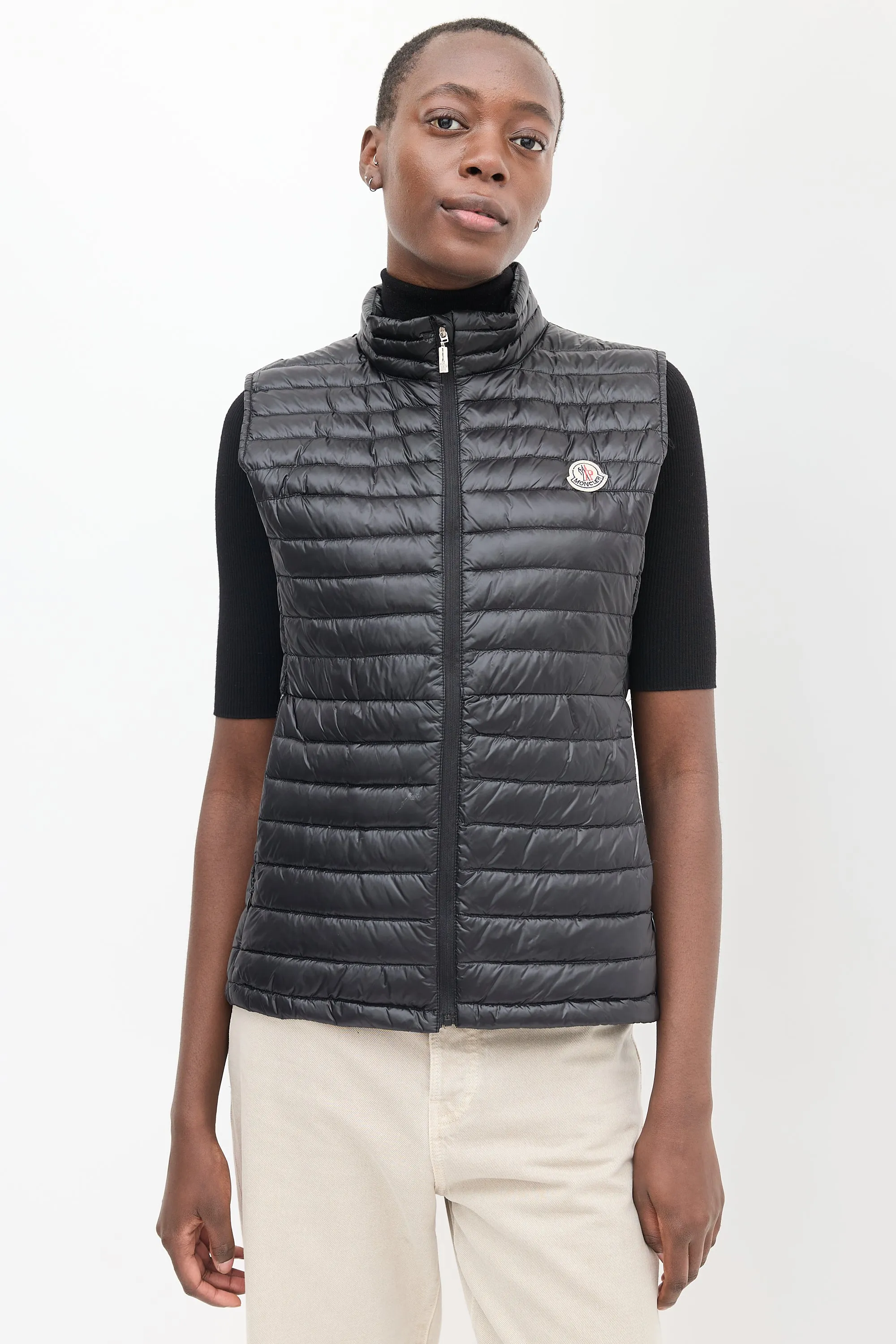 Black Nylon Quilted Down Vest