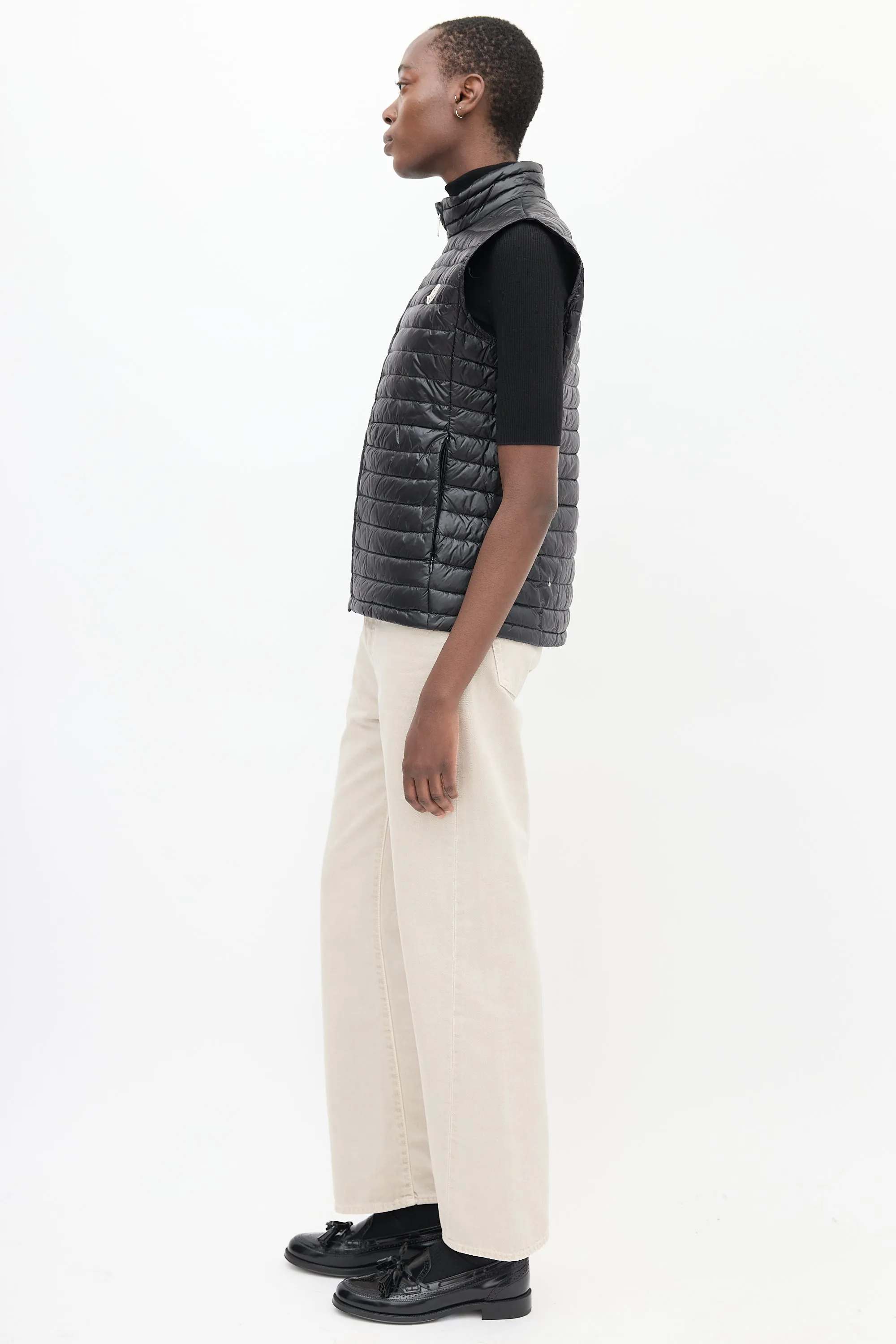 Black Nylon Quilted Down Vest