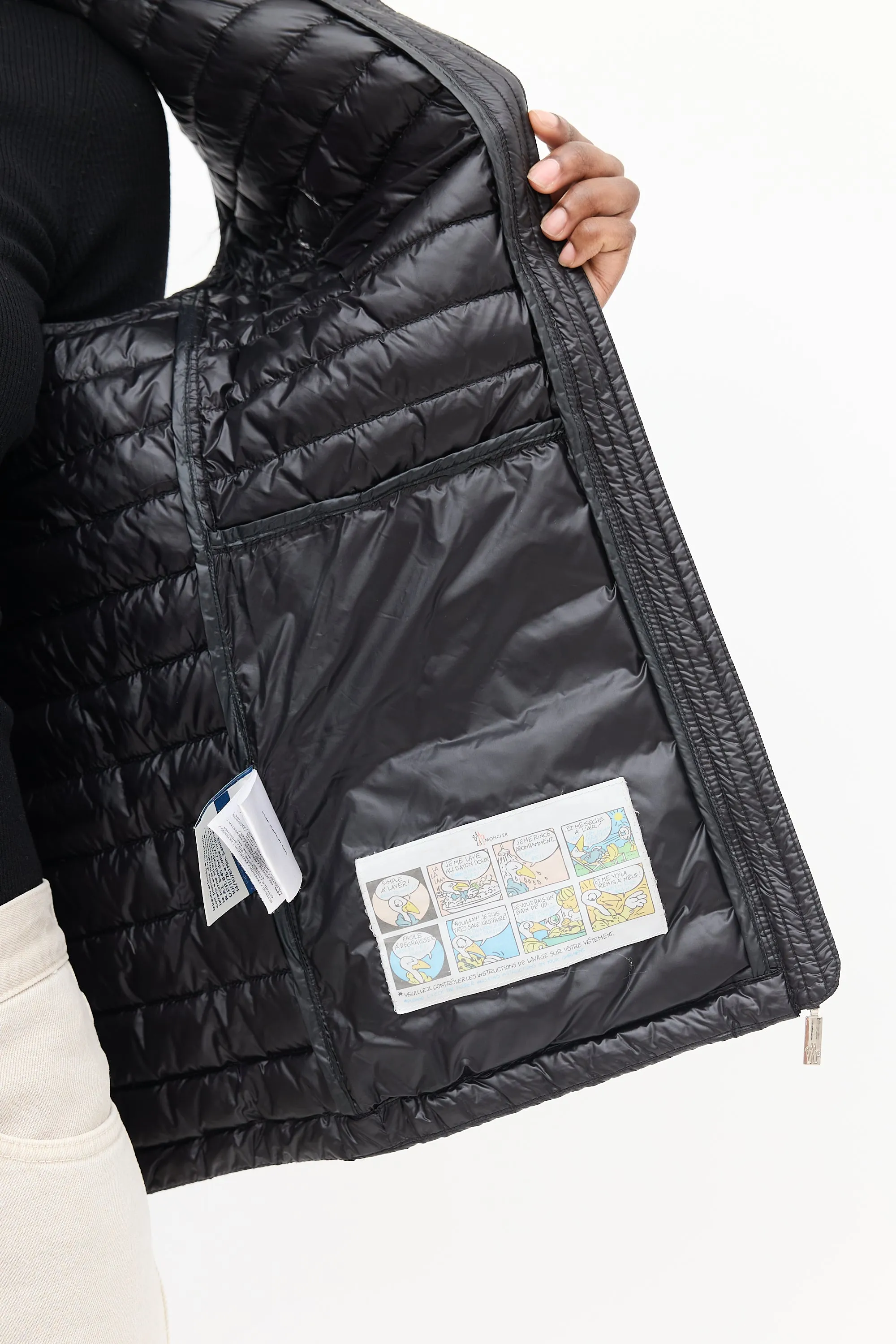 Black Nylon Quilted Down Vest