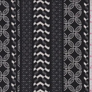 Black/Ivory Deco Stripe Techno Crepe Knit Fabric