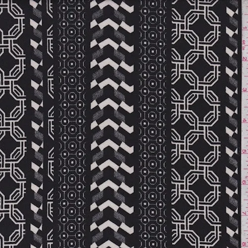 Black/Ivory Deco Stripe Techno Crepe Knit Fabric