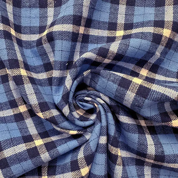 Blue Multi Yarn Dyed Plaid Flannel Fabric