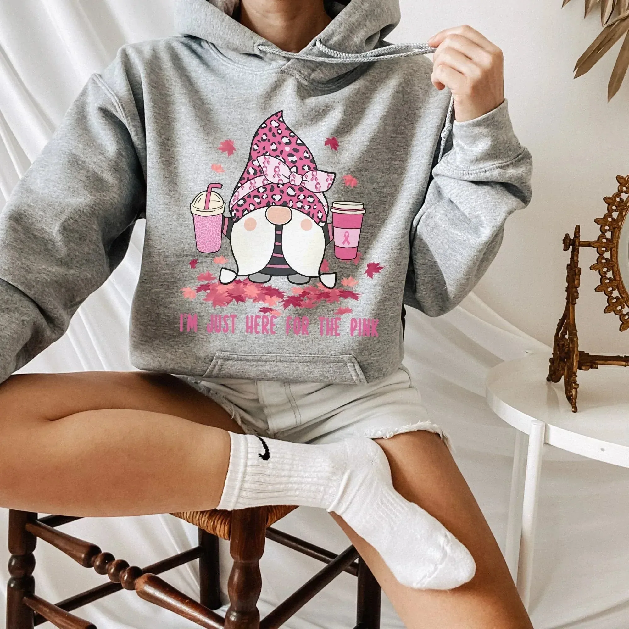 Breast Cancer Shirt, Never Give Up, Breast Cancer Gifts, Cancer Survivor Sweatshirt, Pink Gnomes T shirt, Awareness Month, Women's Hoodie