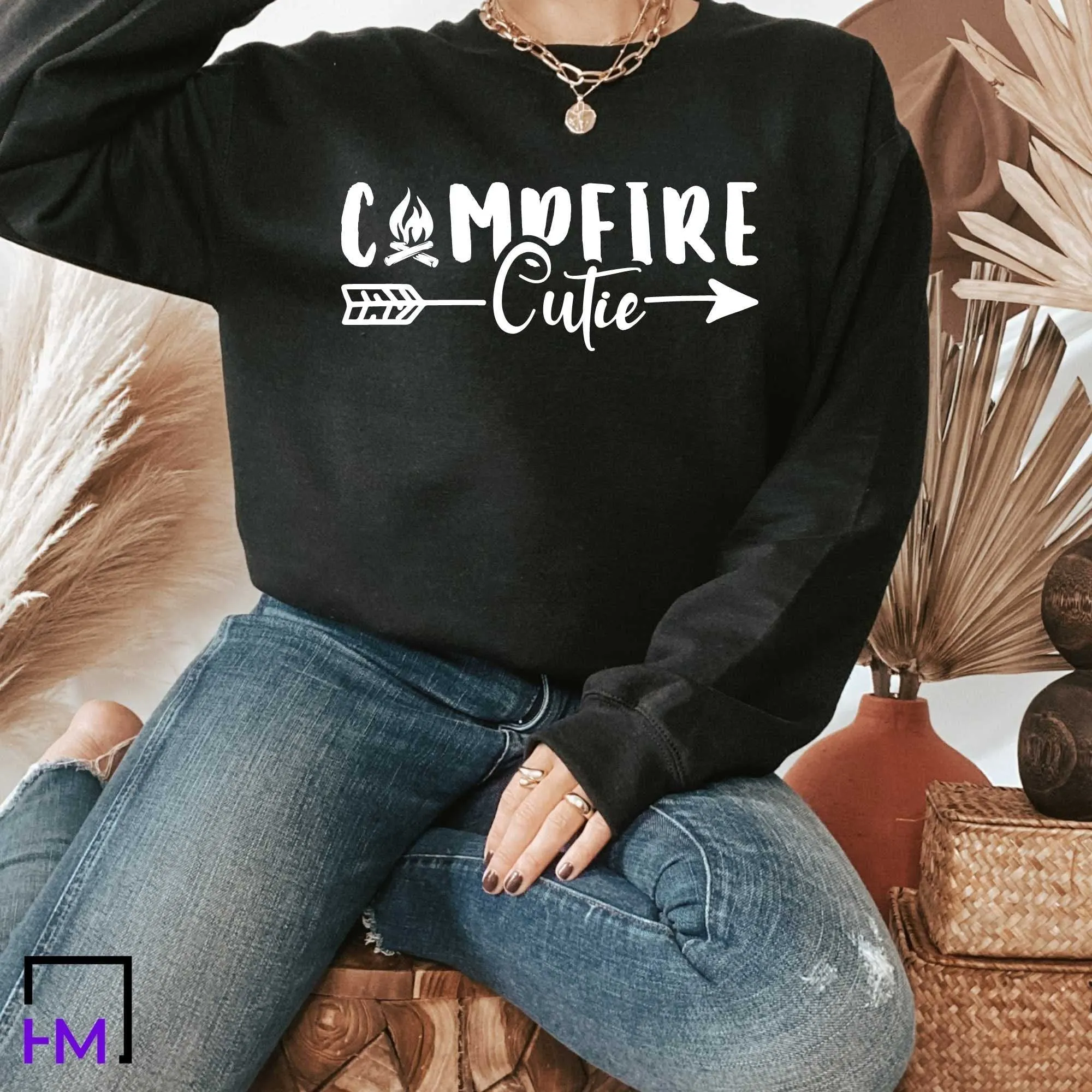 Campfire Cutie, Happy Camper Shirt, Adventure Time Gift, Camper Gifts for Women, Nature Lover Sweatshirt, Camping Presents, Hiking Tee