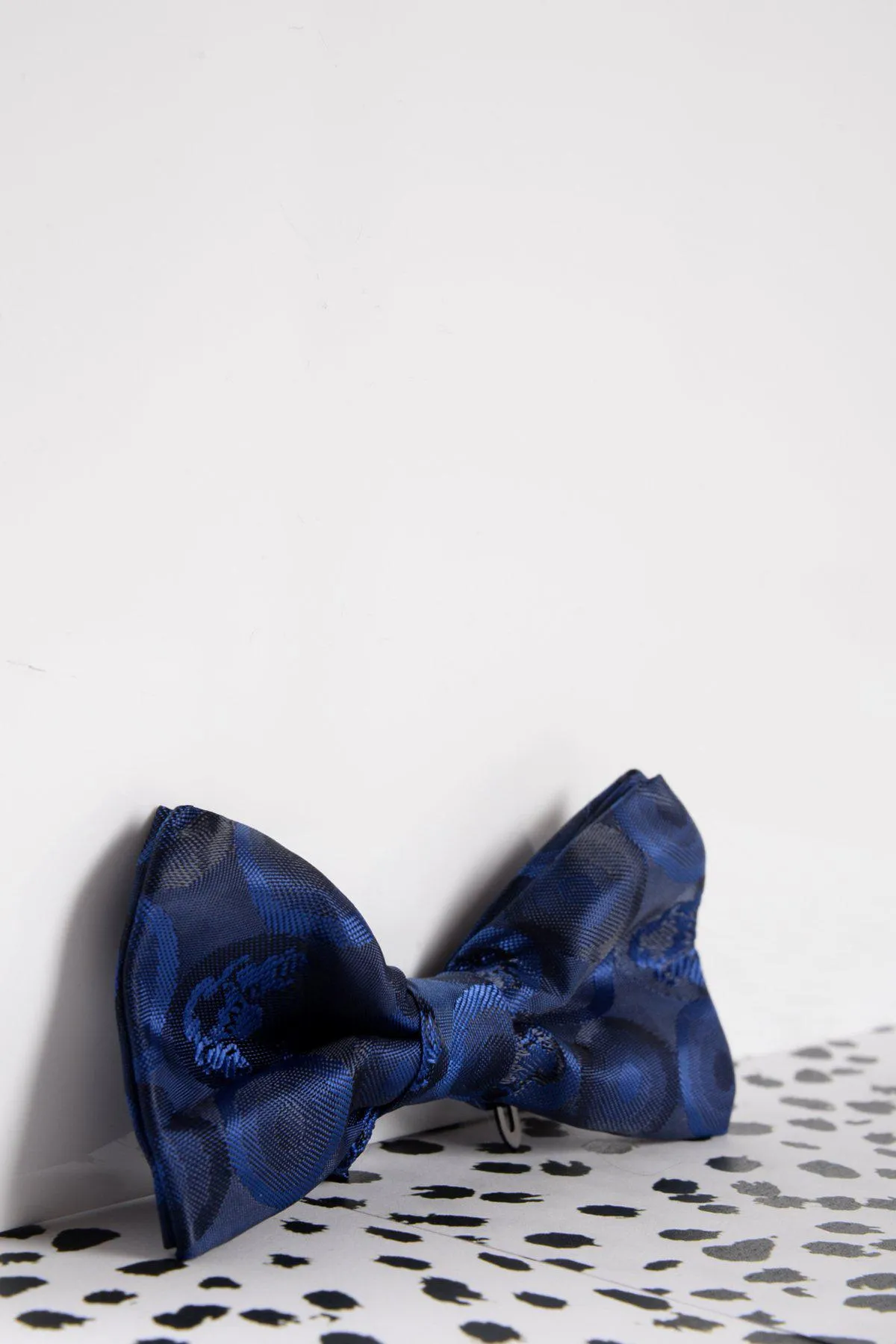 Children's Navy Bubble Circle Print Bow Tie