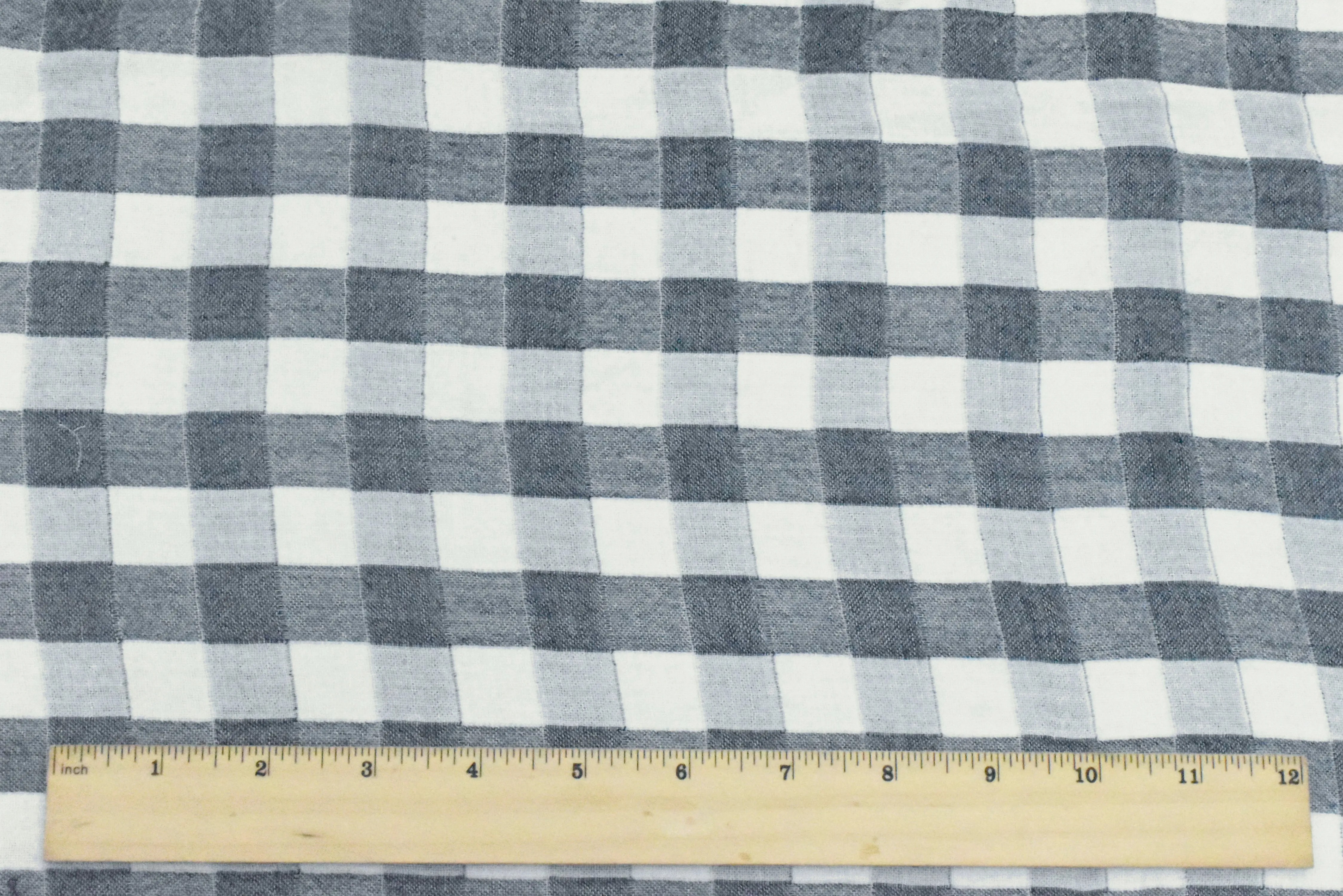 Classic White-Navy Blue Check Rayon-Tencel Double Weave Fabric