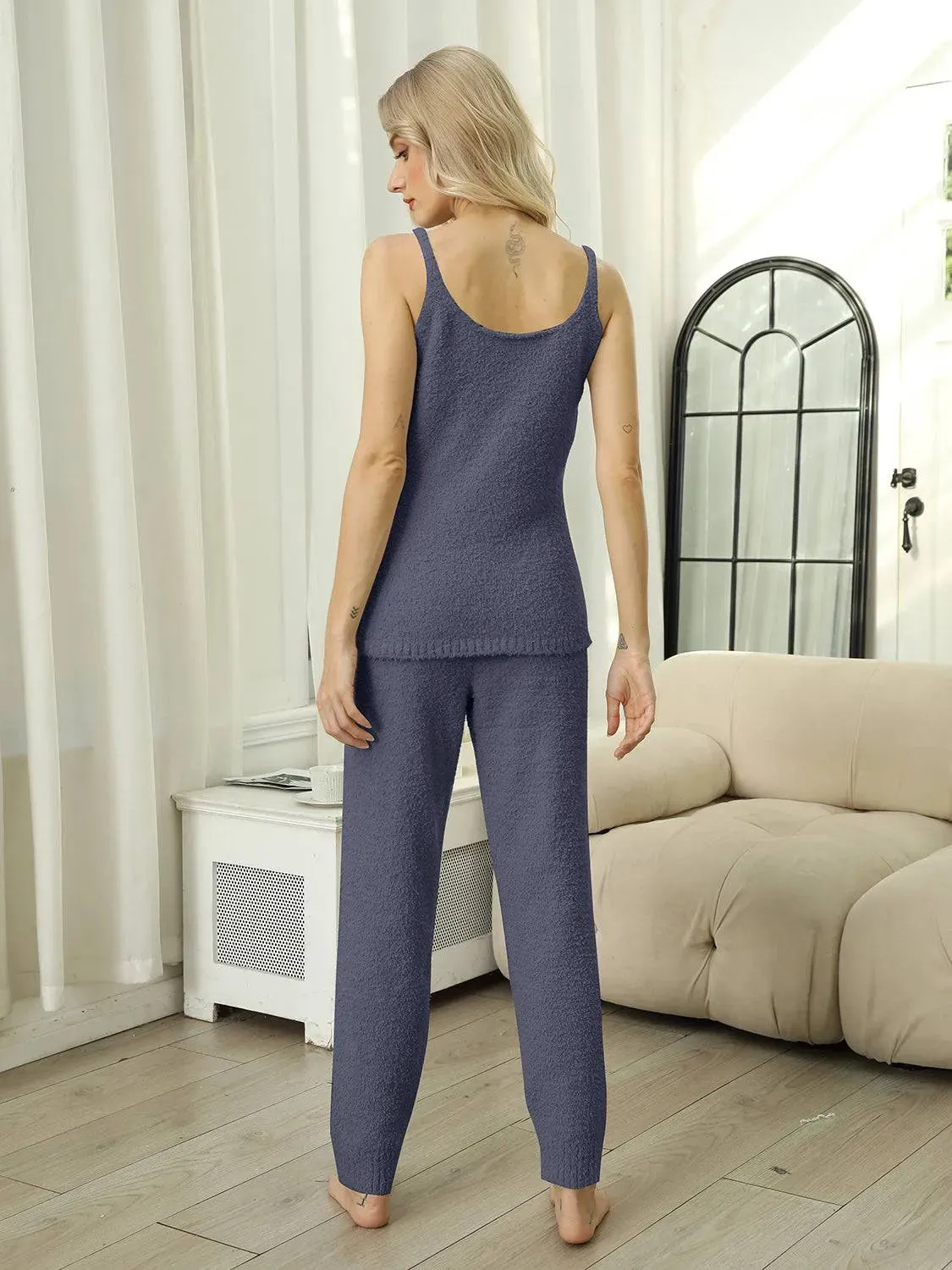 Cozy Acrylic V-Neck Cami and Pants Set