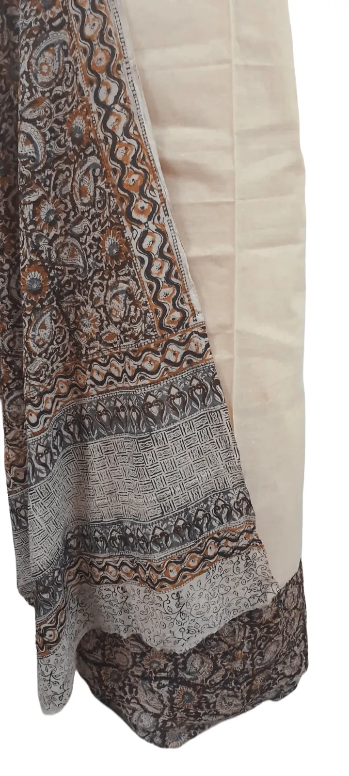 Cream Kalamkari Salwar Kameez Dress Material