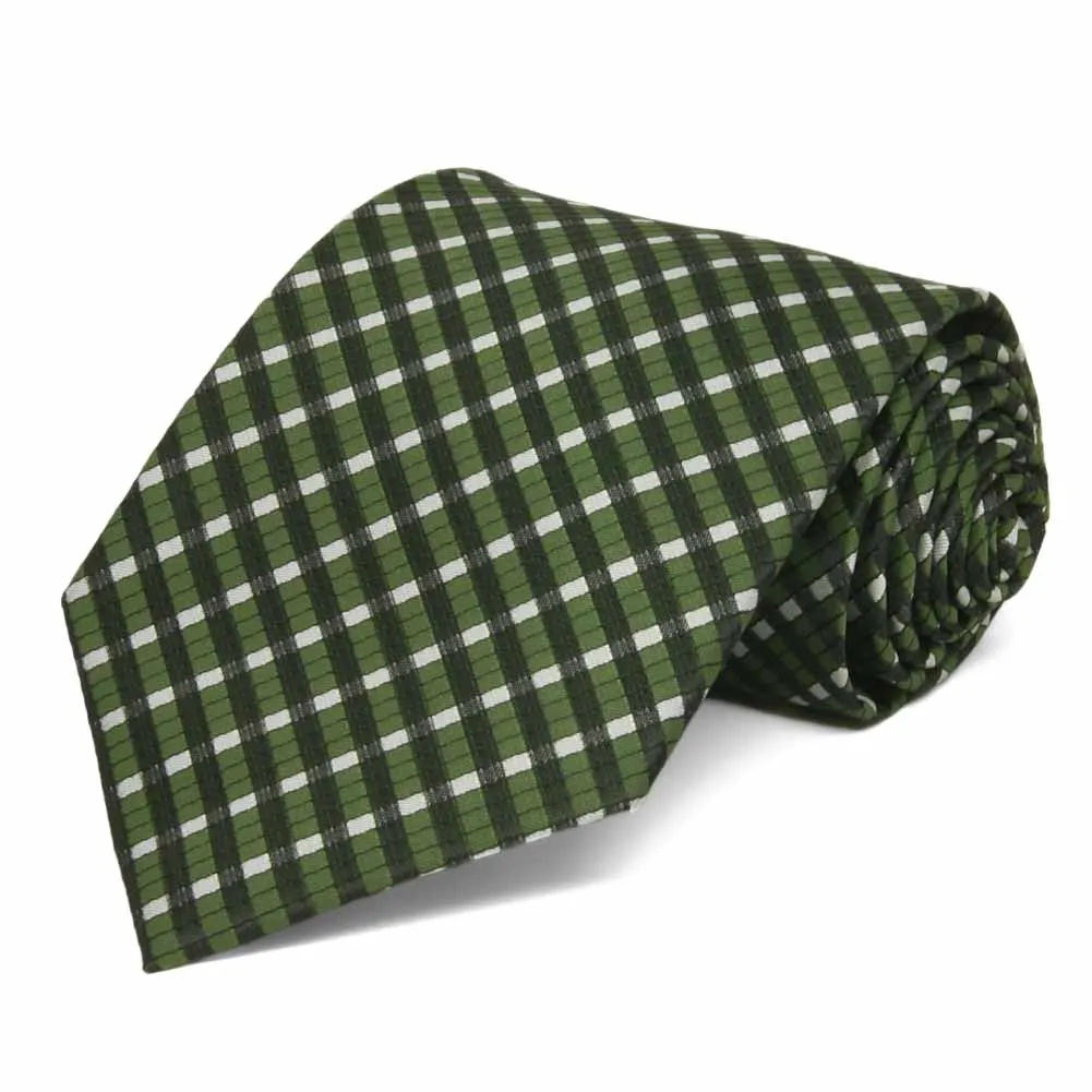 Dark Green George Plaid Extra Long Necktie