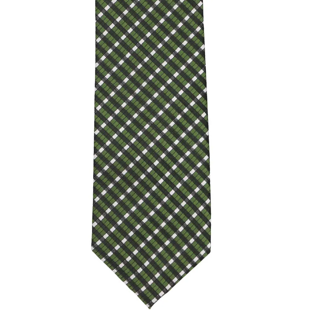 Dark Green George Plaid Extra Long Necktie