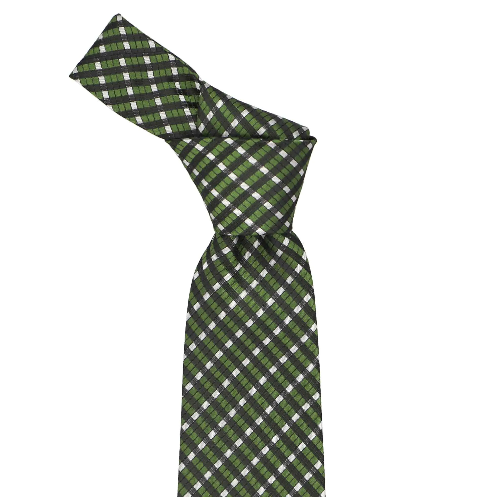 Dark Green George Plaid Extra Long Necktie