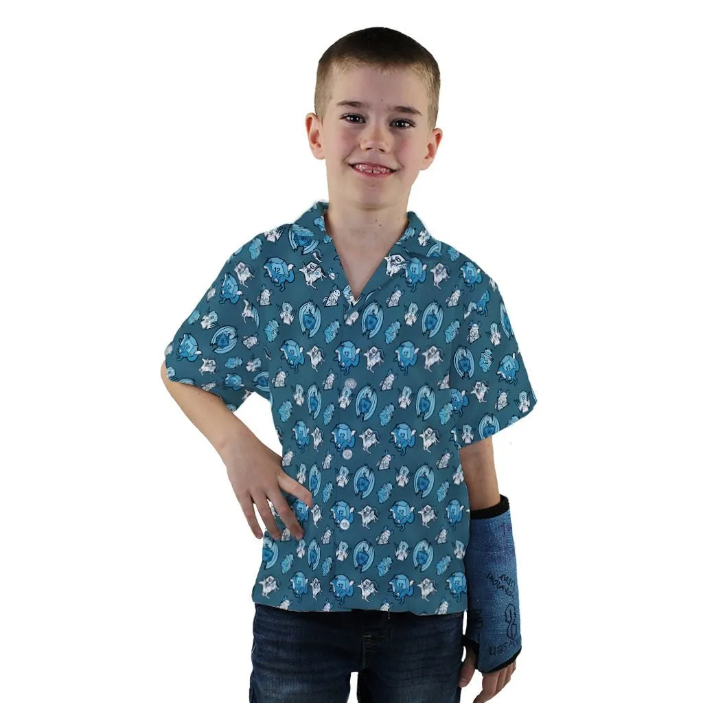 Dice Critters Blue Monochrome Youth Hawaiian Shirt