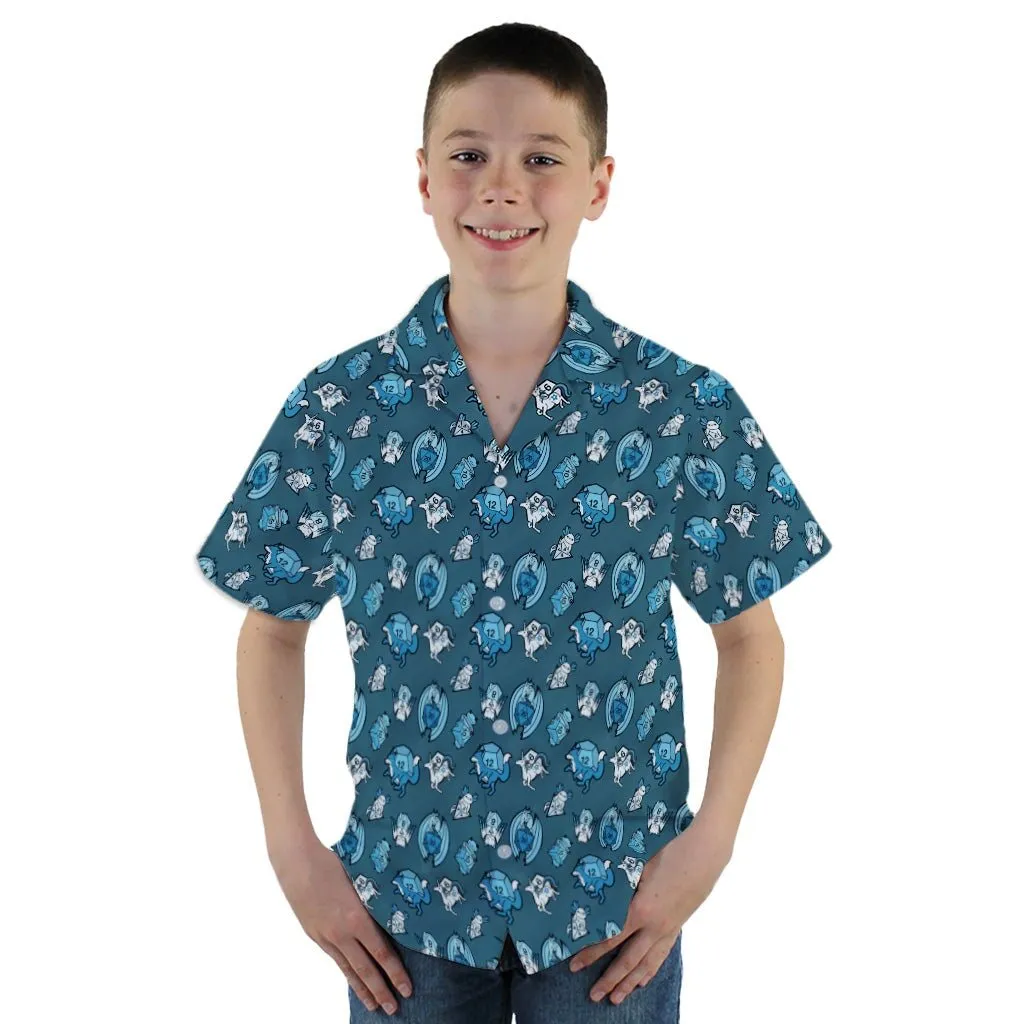 Dice Critters Blue Monochrome Youth Hawaiian Shirt