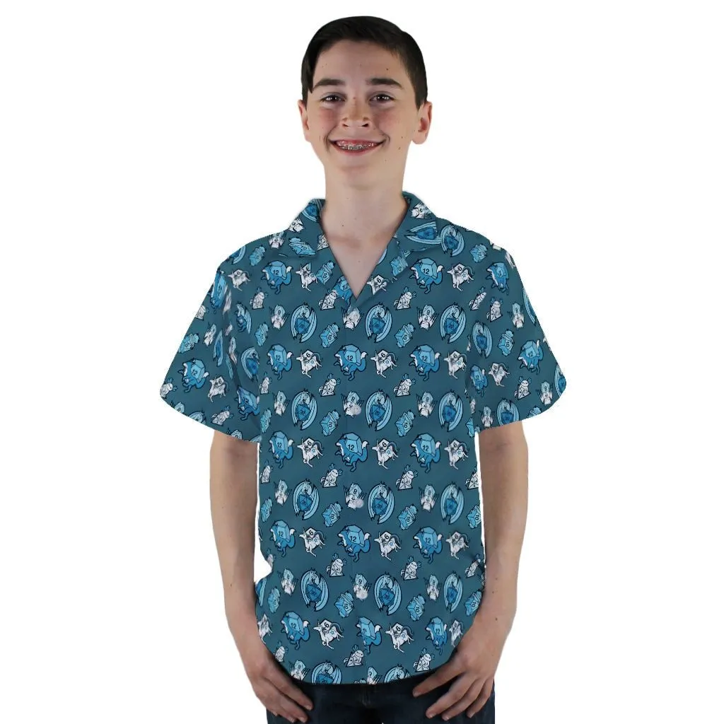 Dice Critters Blue Monochrome Youth Hawaiian Shirt