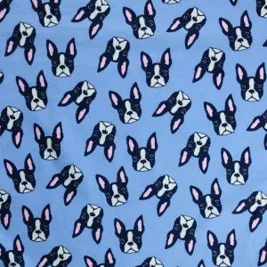 Dogs on Blue Printed Flannelette