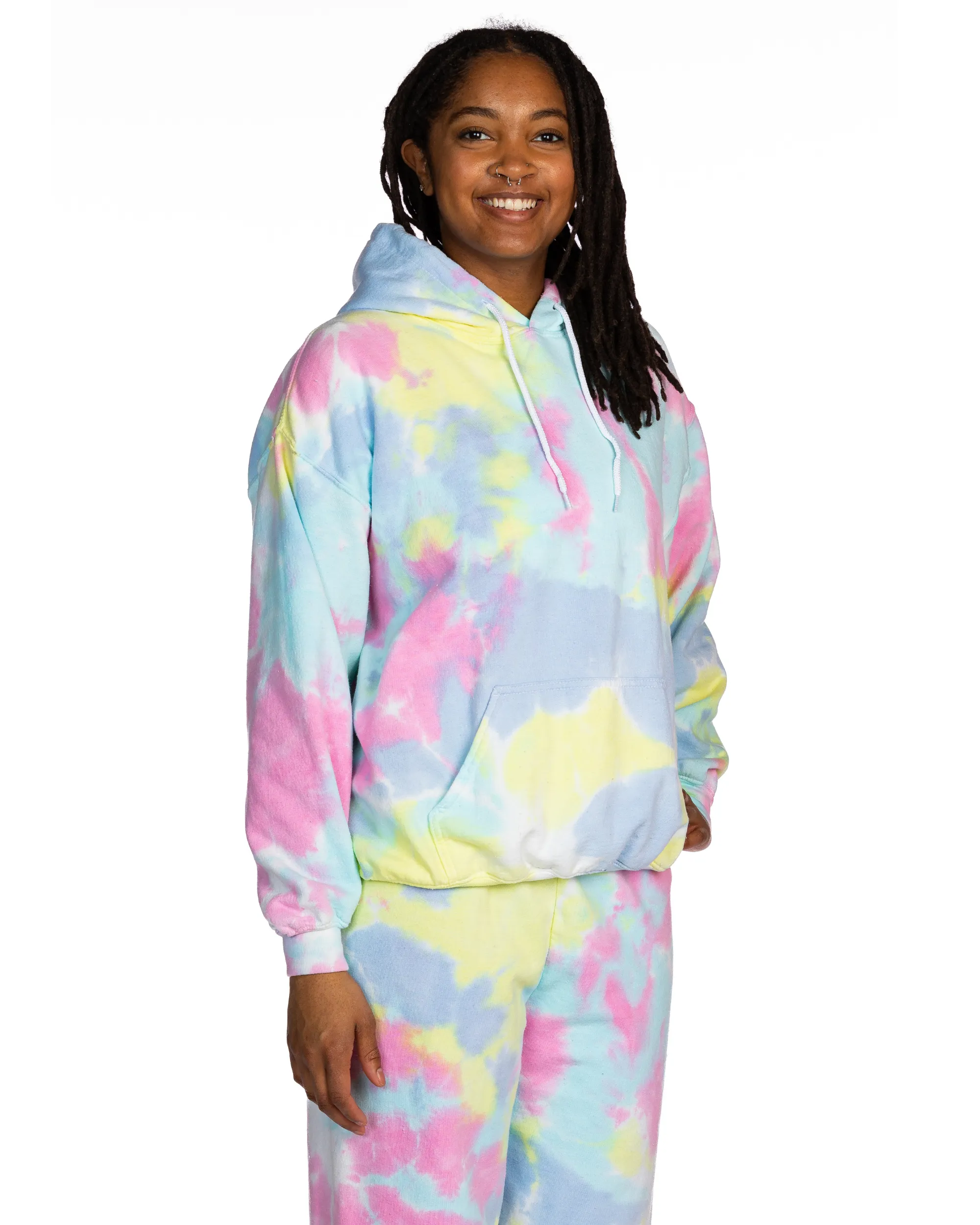 Dream Cloud Dye Essential Fleece Hoodie - Pastel Rainbow