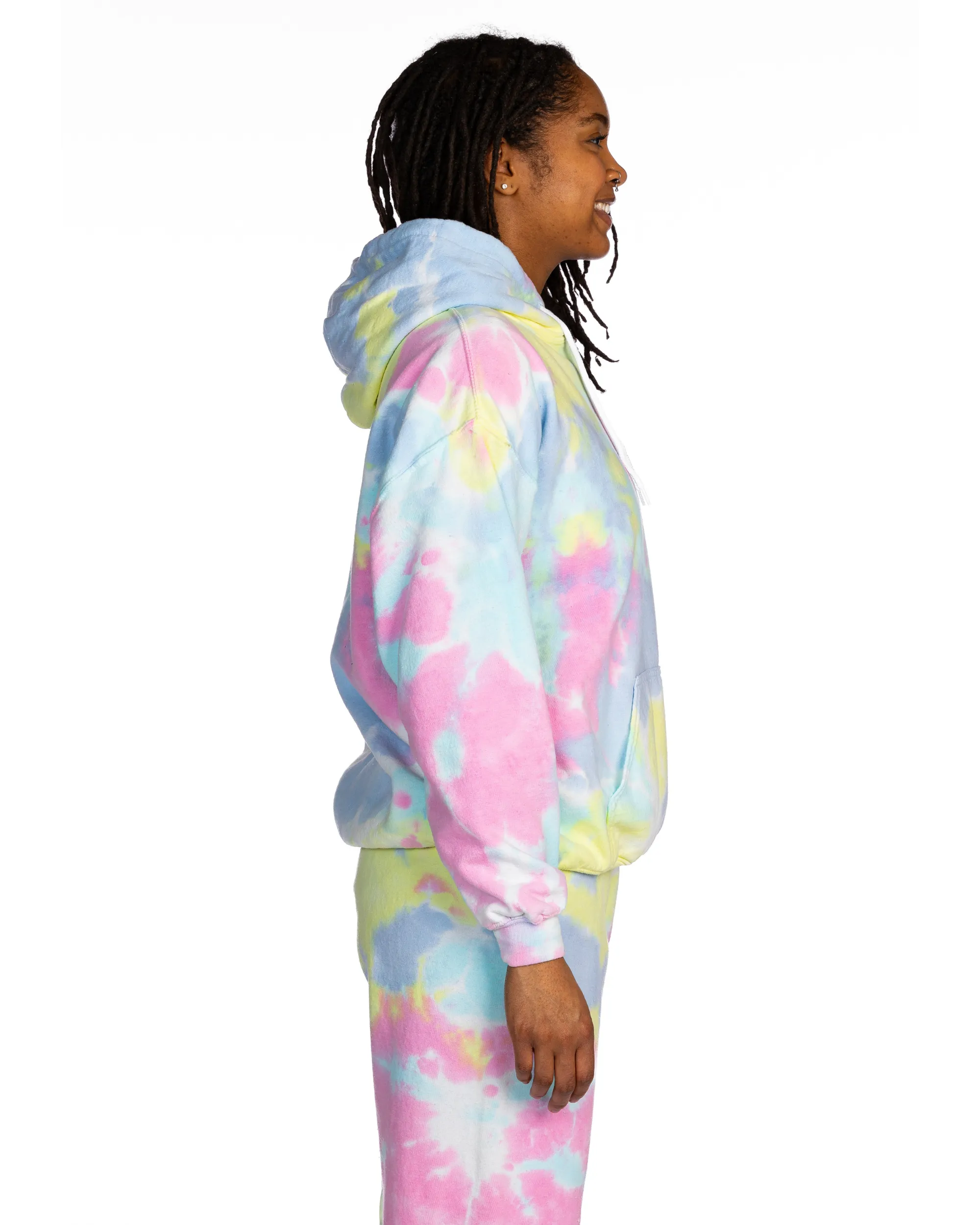 Dream Cloud Dye Essential Fleece Hoodie - Pastel Rainbow