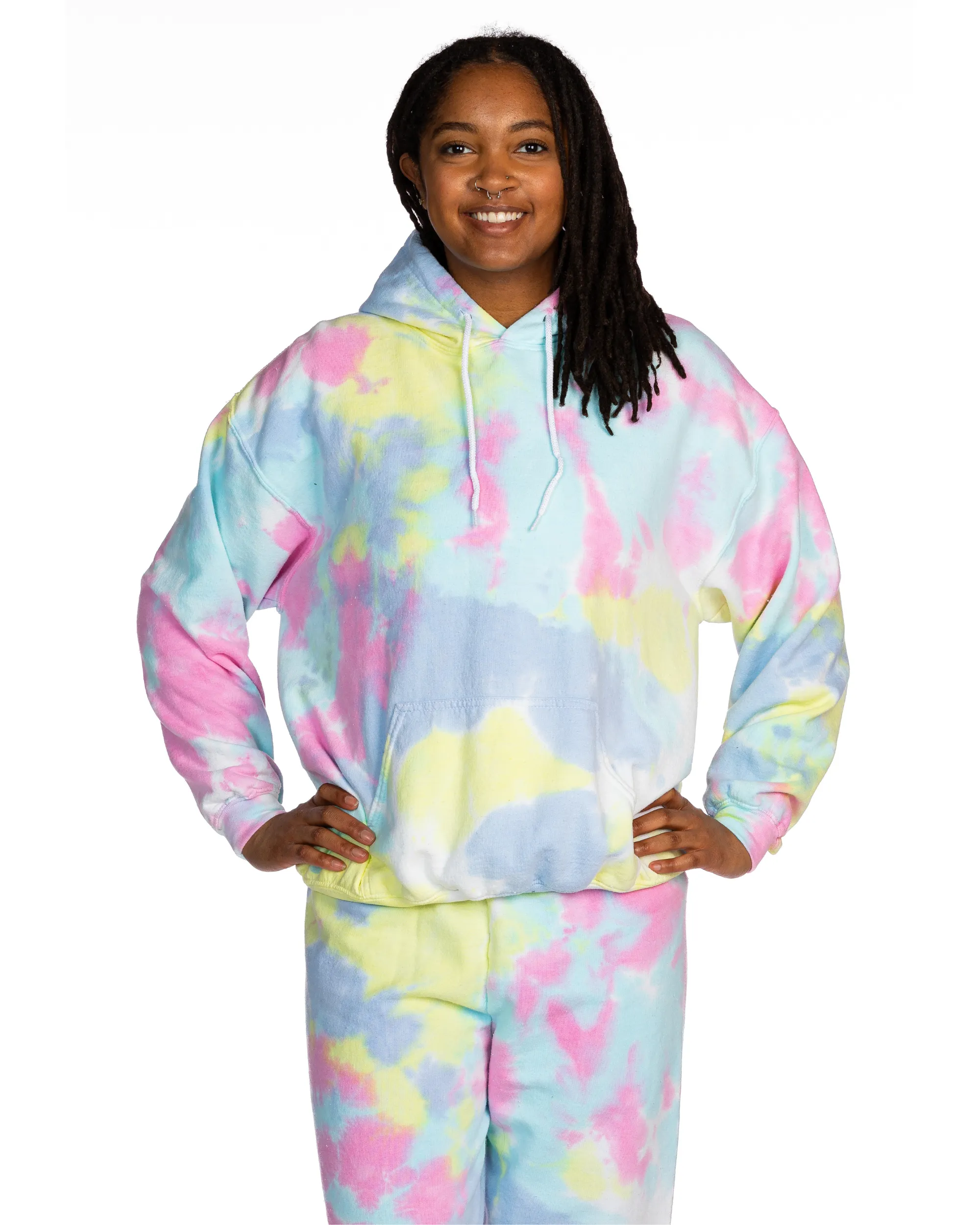 Dream Cloud Dye Essential Fleece Hoodie - Pastel Rainbow