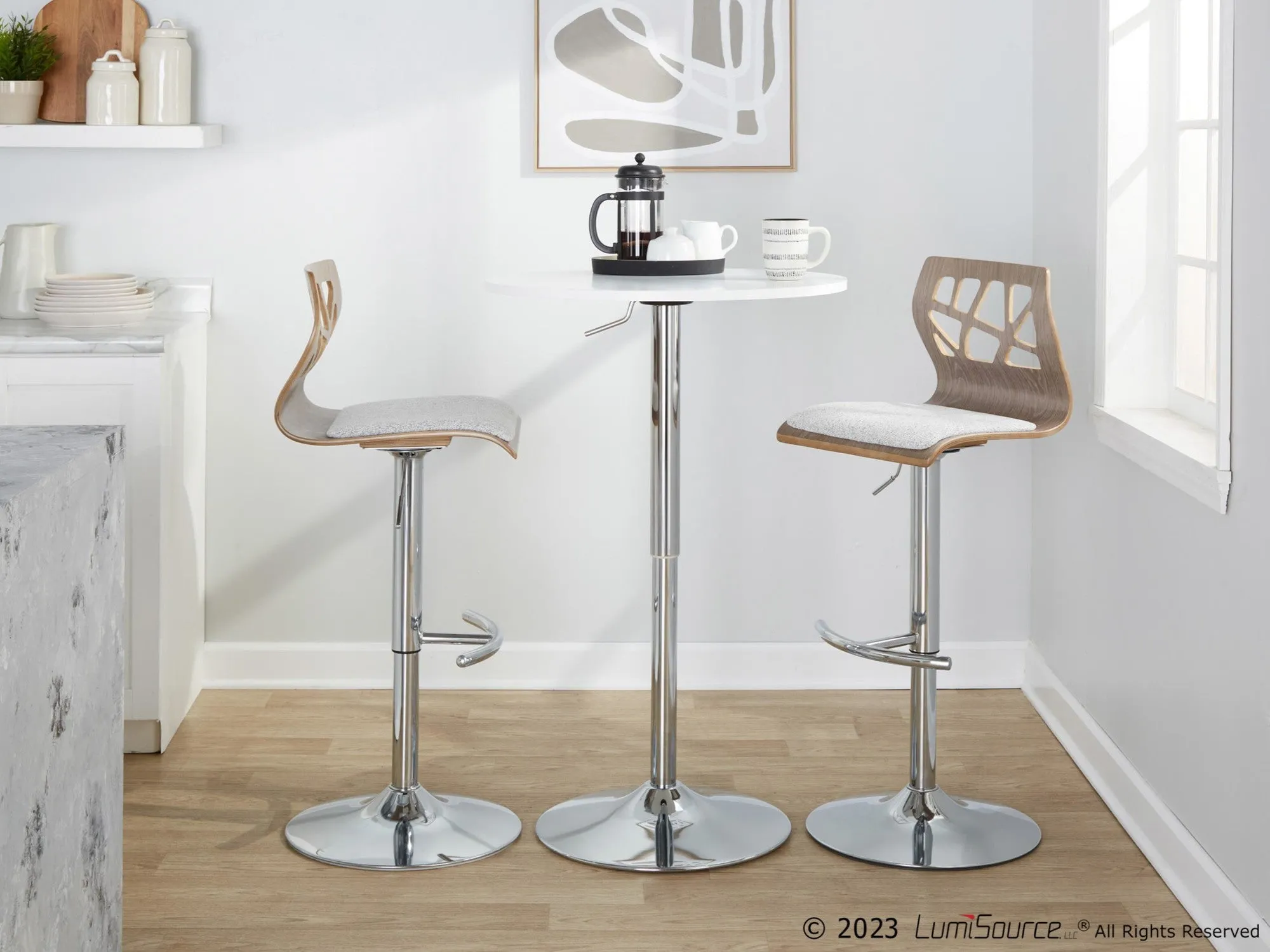 Folia Adjustable Barstool - Set of 2 By LumiSource - BS-FOLIAFB-RT2 CHRLGYLGY2