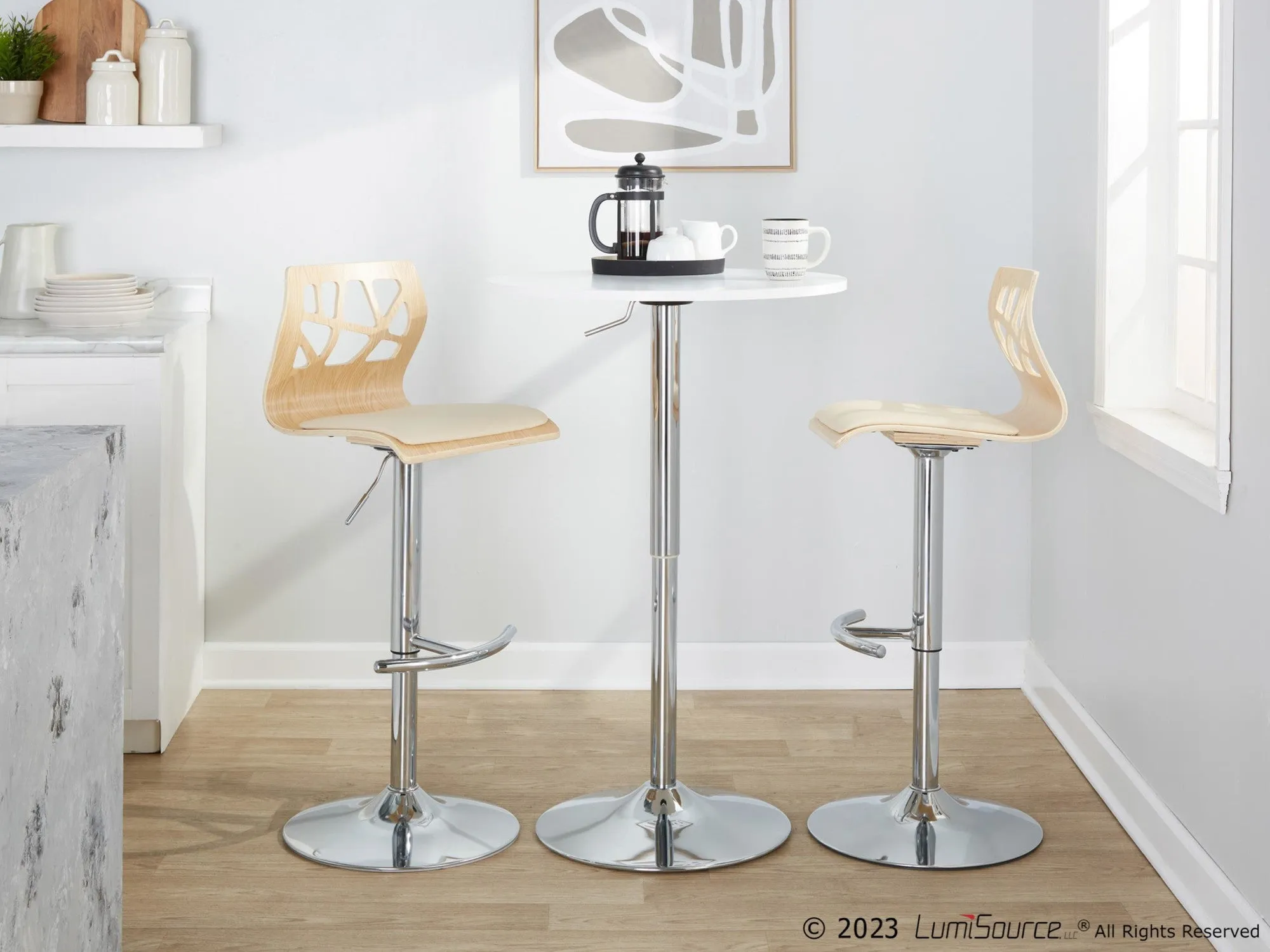 Folia Adjustable Barstool - Set of 2 By LumiSource - BS-FOLIAPU-RT2 CHRNACR2