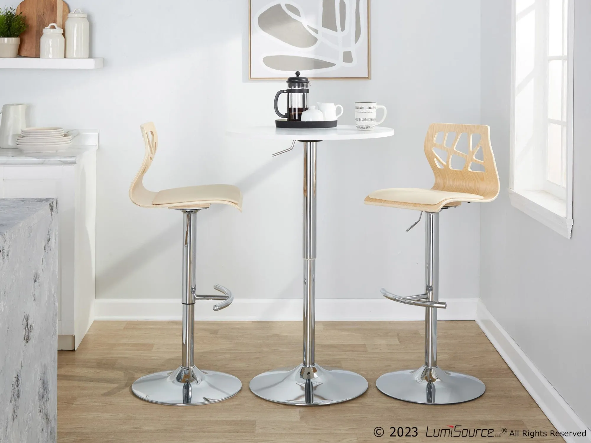 Folia Adjustable Barstool - Set of 2 By LumiSource - BS-FOLIAPU-RT2 CHRNACR2