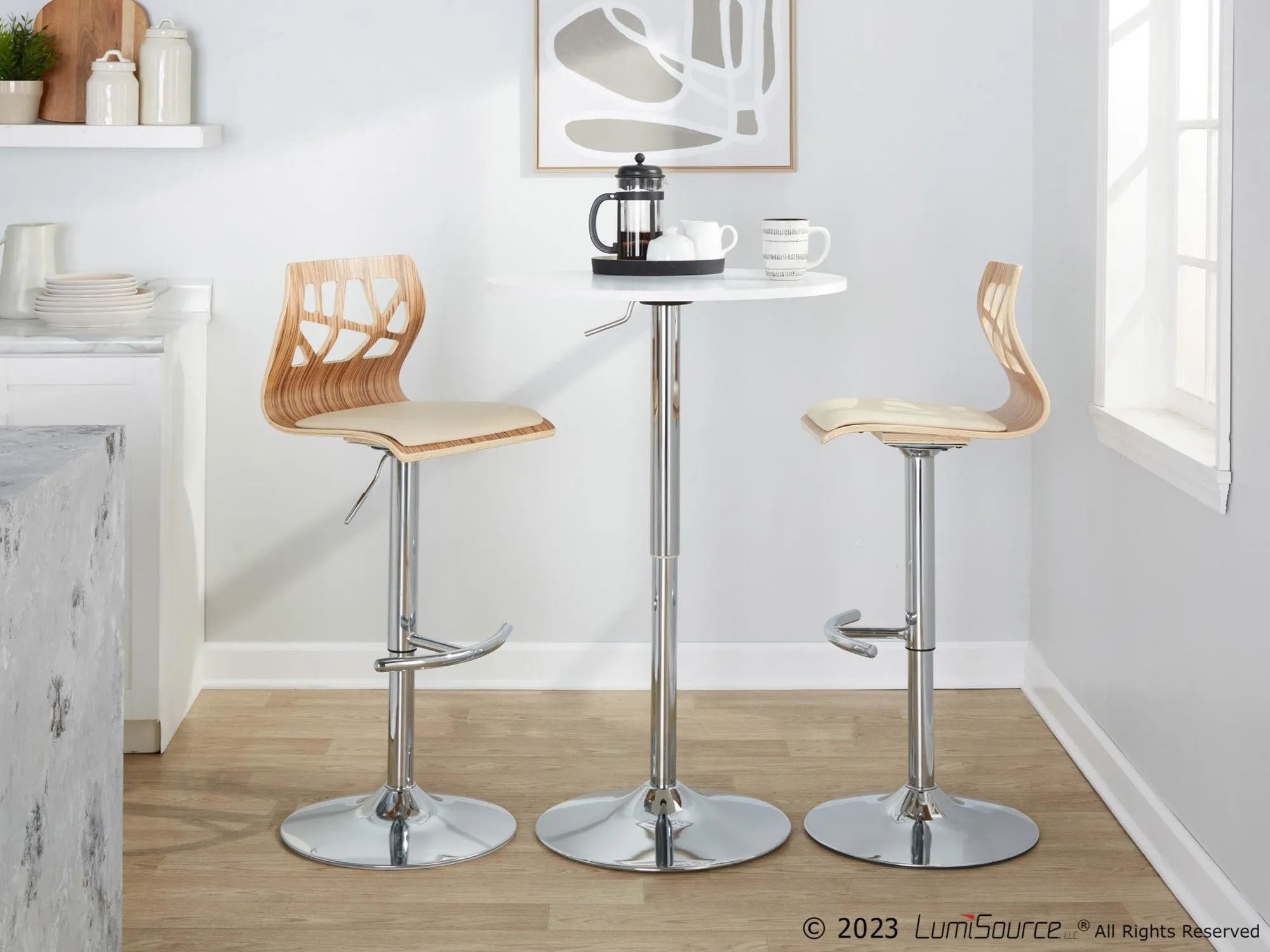 Folia Adjustable Barstool - Set of 2 By LumiSource - BS-FOLIAPU-RT2 CHRNACR2