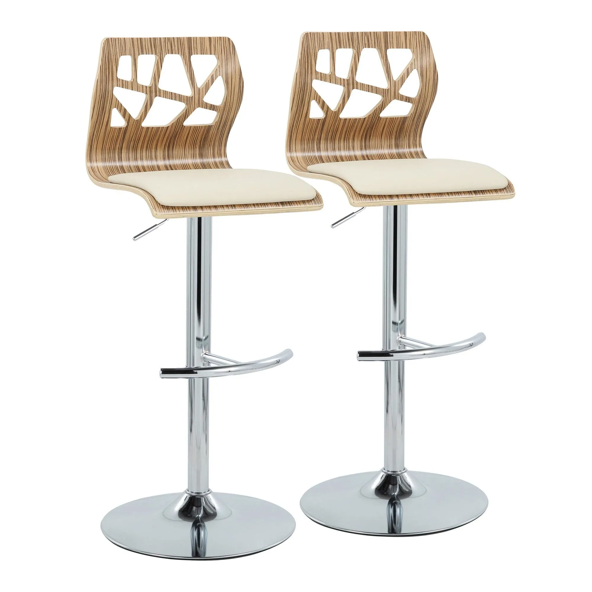 Folia Adjustable Barstool - Set of 2 By LumiSource - BS-FOLIAPU-RT2 CHRNACR2