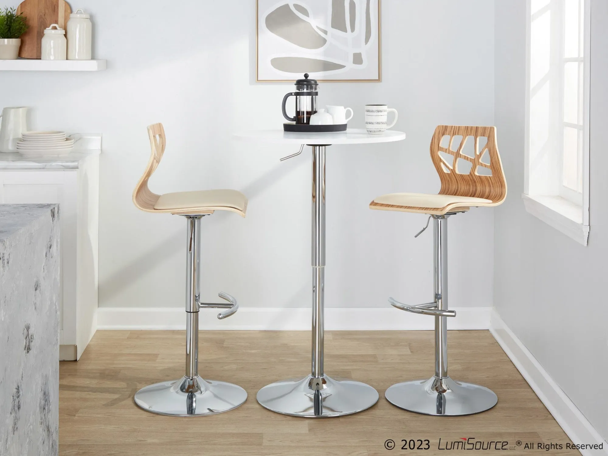 Folia Adjustable Barstool - Set of 2 By LumiSource - BS-FOLIAPU-RT2 CHRNACR2