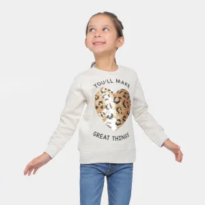 Girls Sweatshirt Heart - W-White