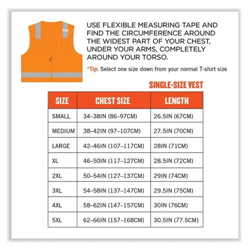 Glowear 8249z-s Single Size Class 2 Economy Surveyors Zipper Vest, Polyester, 4x-large, Orange, Ships In 1-3 Business Days