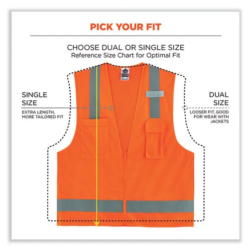 Glowear 8249z-s Single Size Class 2 Economy Surveyors Zipper Vest, Polyester, 5x-large, Orange, Ships In 1-3 Business Days