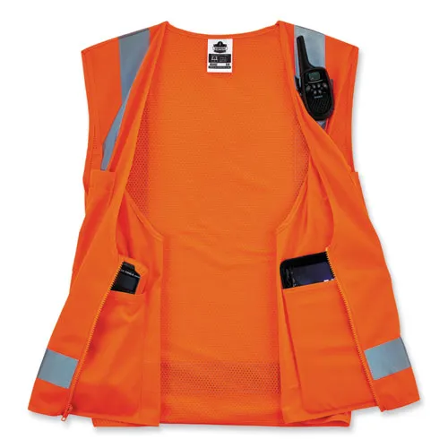 Glowear 8249z-s Single Size Class 2 Economy Surveyors Zipper Vest, Polyester, 5x-large, Orange, Ships In 1-3 Business Days