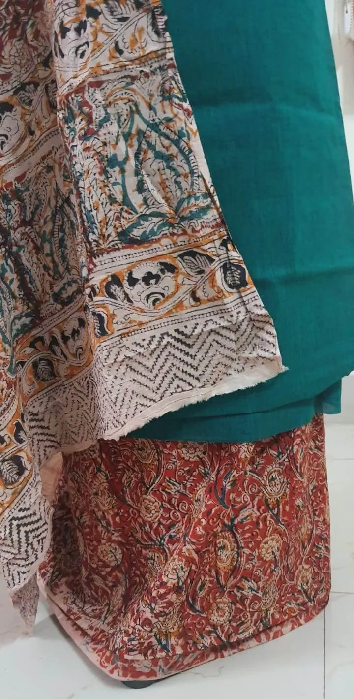 Green Kalamkari Salwar Kameez Dress Material