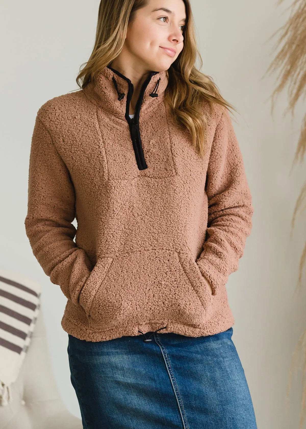 Half Zip Sherpa Sweater - FINAL SALE