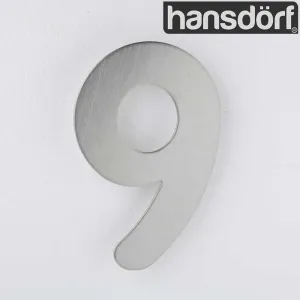 Hansdorf Stainless Steel 150mm House Number 9 Brushed Chrome